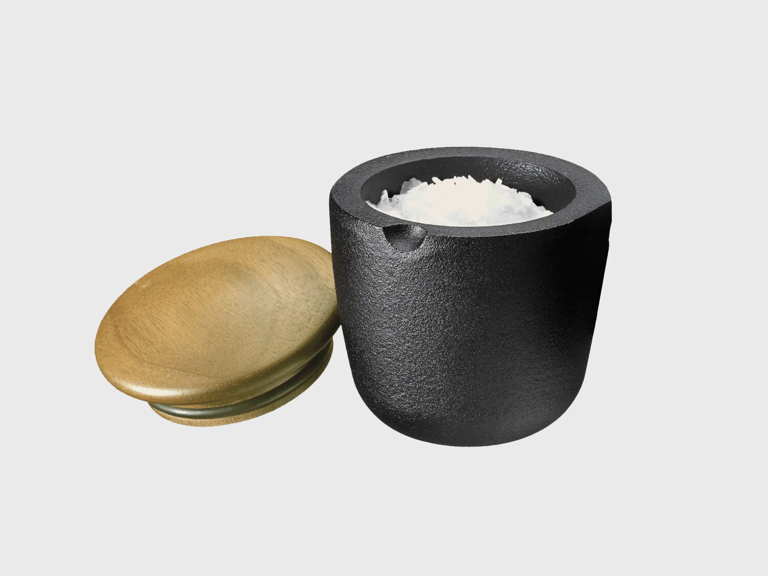 Skeppshult Cast Iron Swing Salt Spicebowl with Swedish Beech Wood Lid