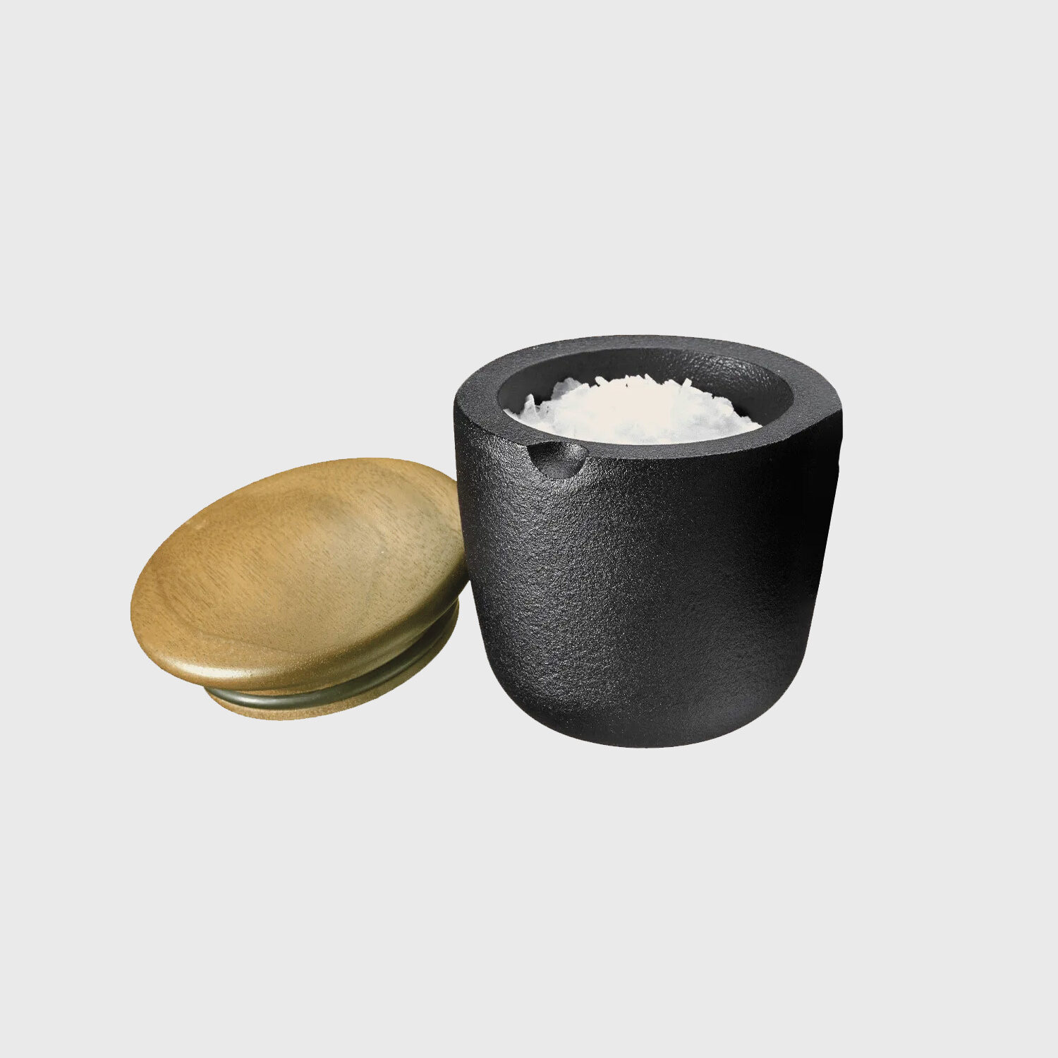 Skeppshult Cast Iron Swing Salt Spicebowl with Swedish Beech Wood Lid