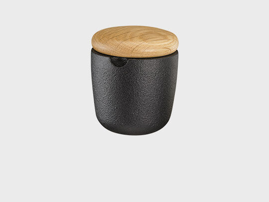 Skeppshult 22 Swing22 Salt Spicebowl Cast iron with Swedish beech wood lid 0072